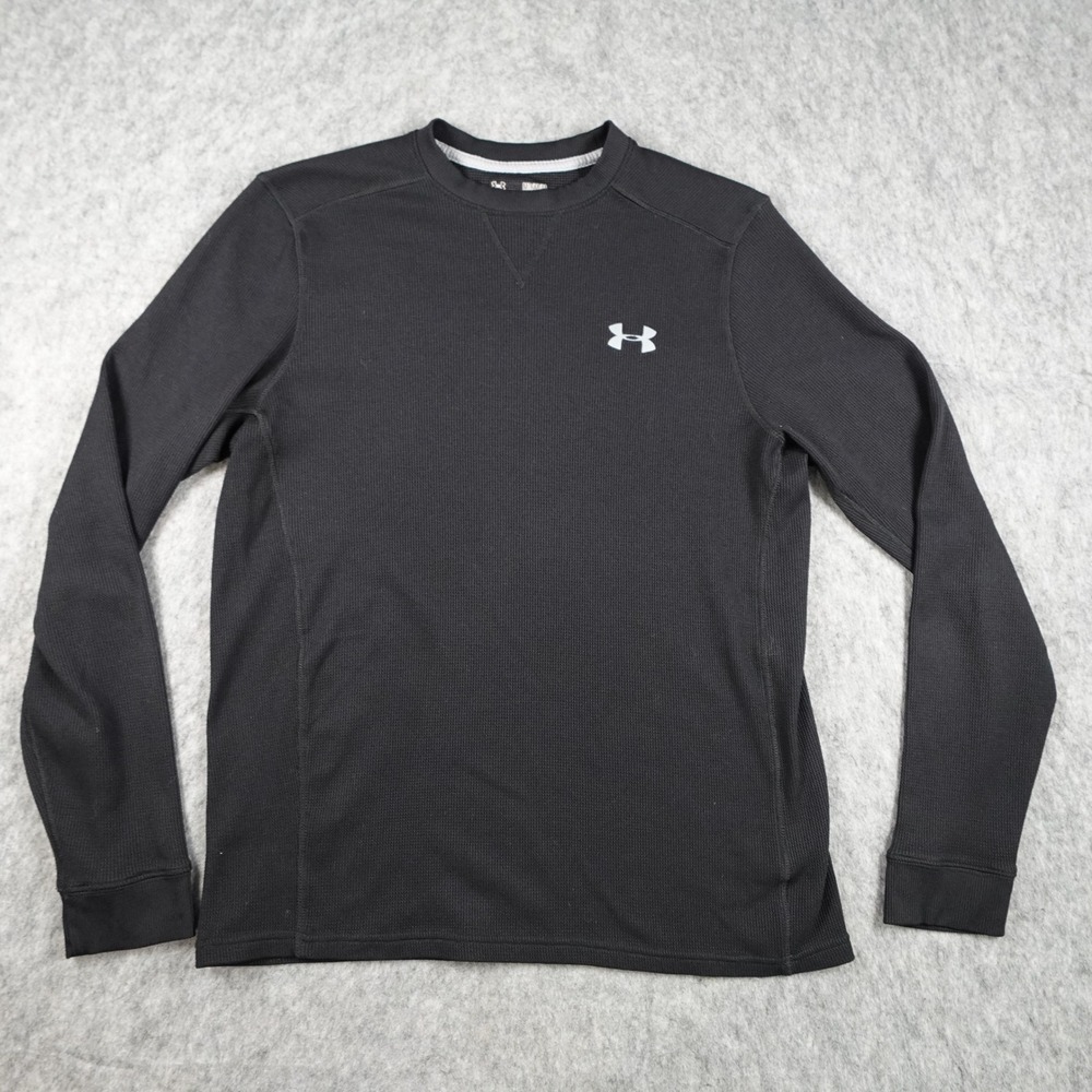 Under Armour Shirt Mens Medium Black ColdGear Waffle Knit Amplify Thermal